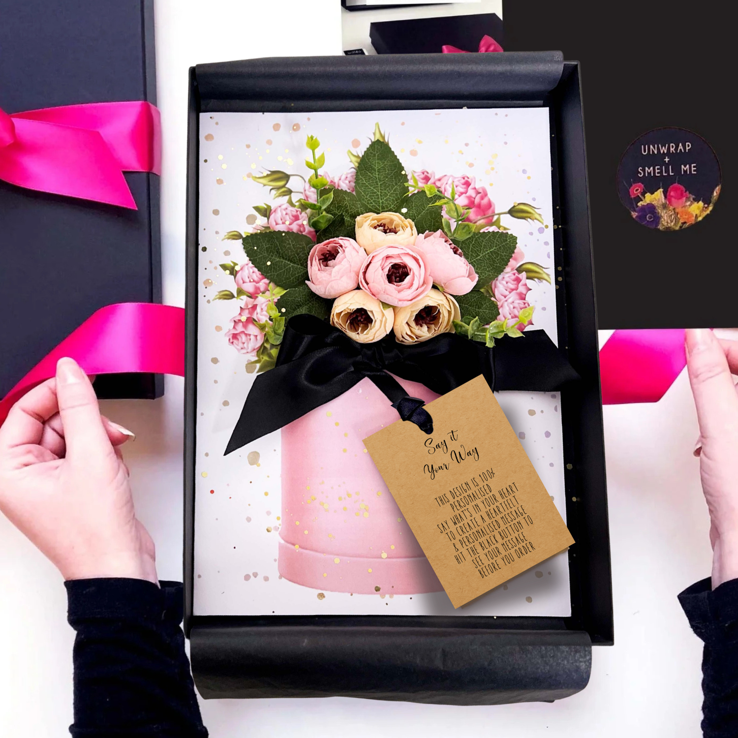 handmade luxury peony birthday keepsake card