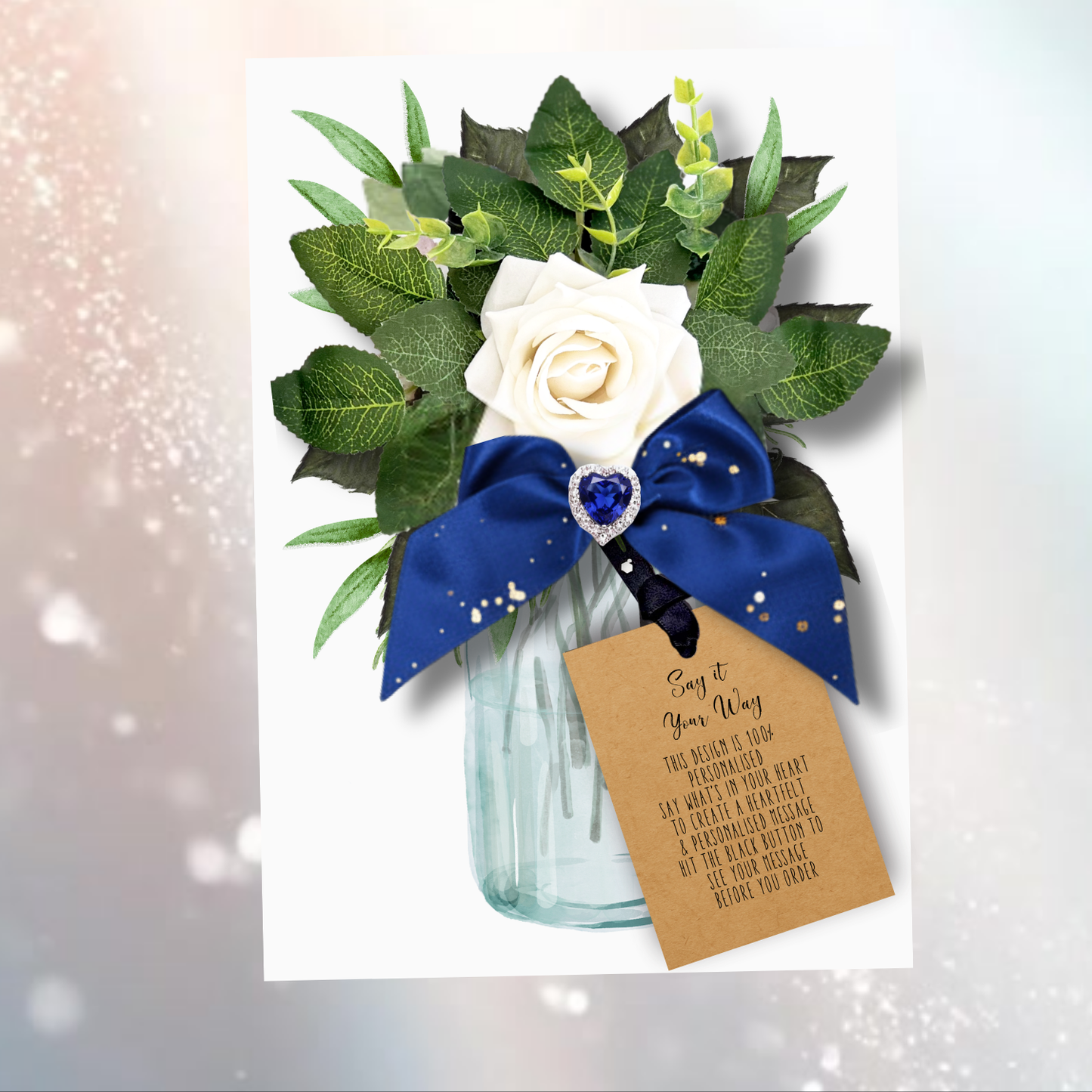 Sapphire September Birthstones + Flowers Gift Boxed Birthday Gift Card