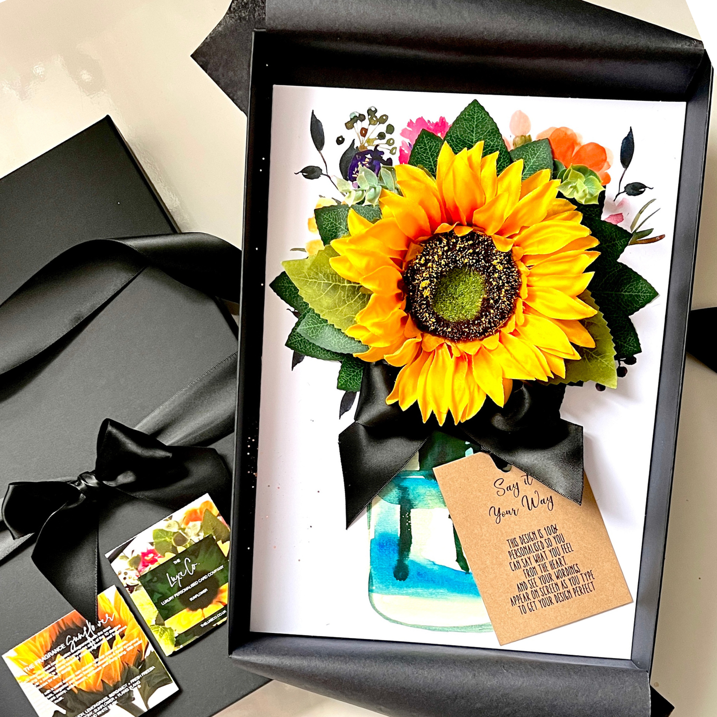 Silver 25th Wedding Anniversary Sunflower Scented Card – Personalised & Boxed