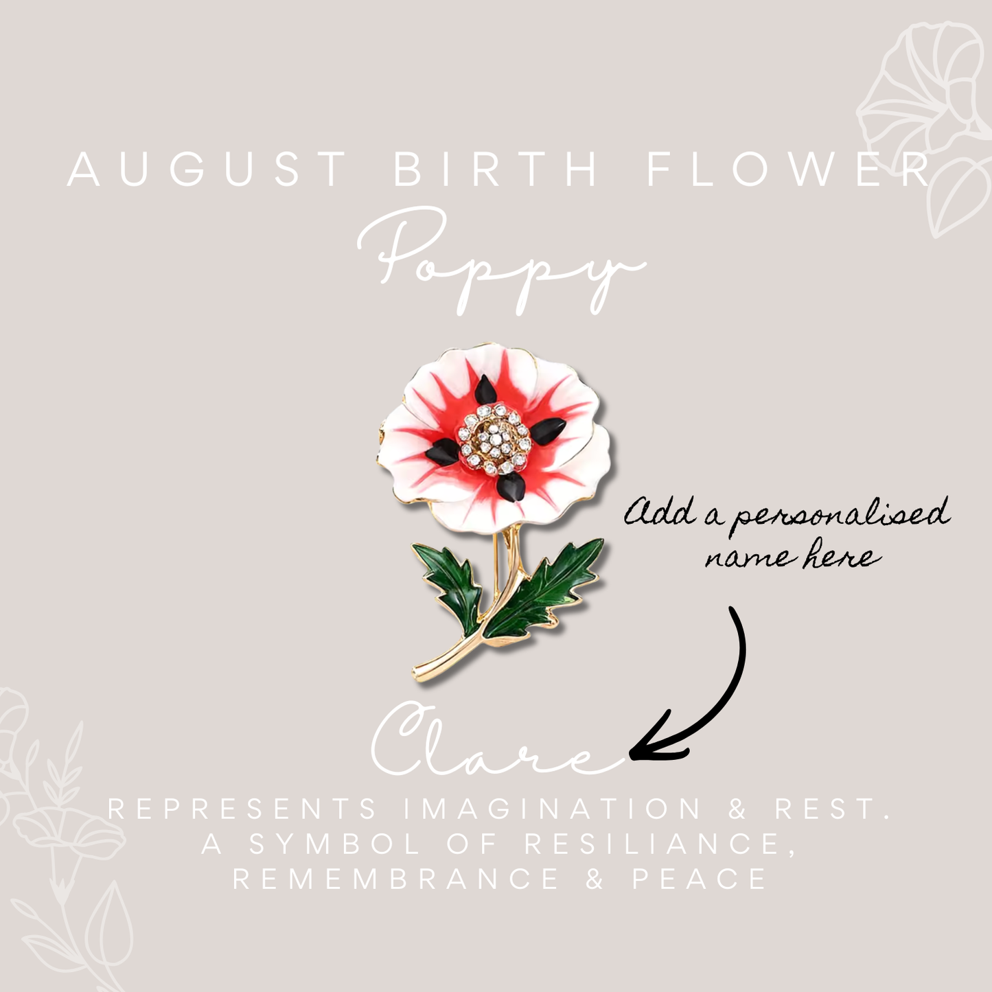 Birth Flower Enamelled Brooch Gift