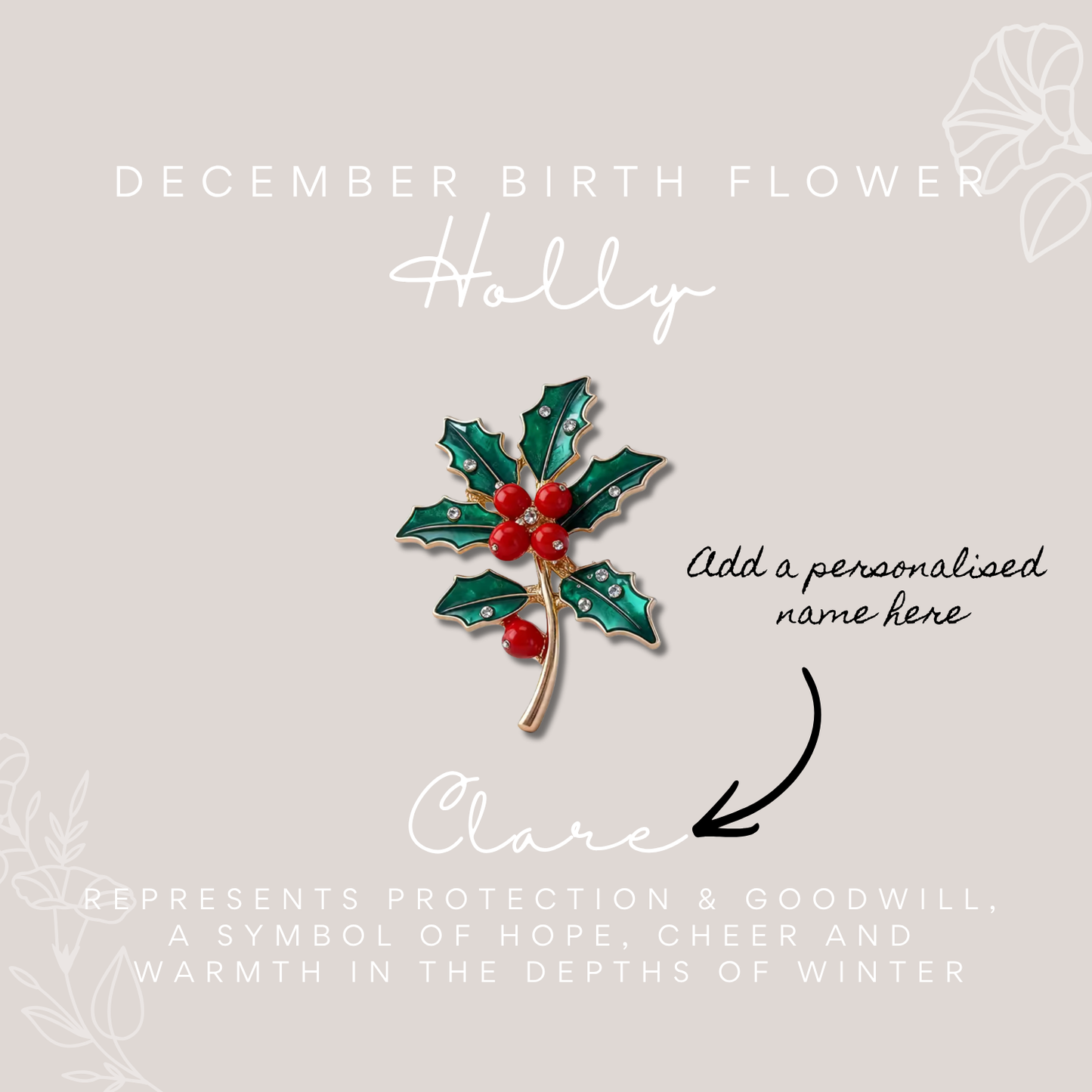 Birth Flower Enamelled Brooch Gift