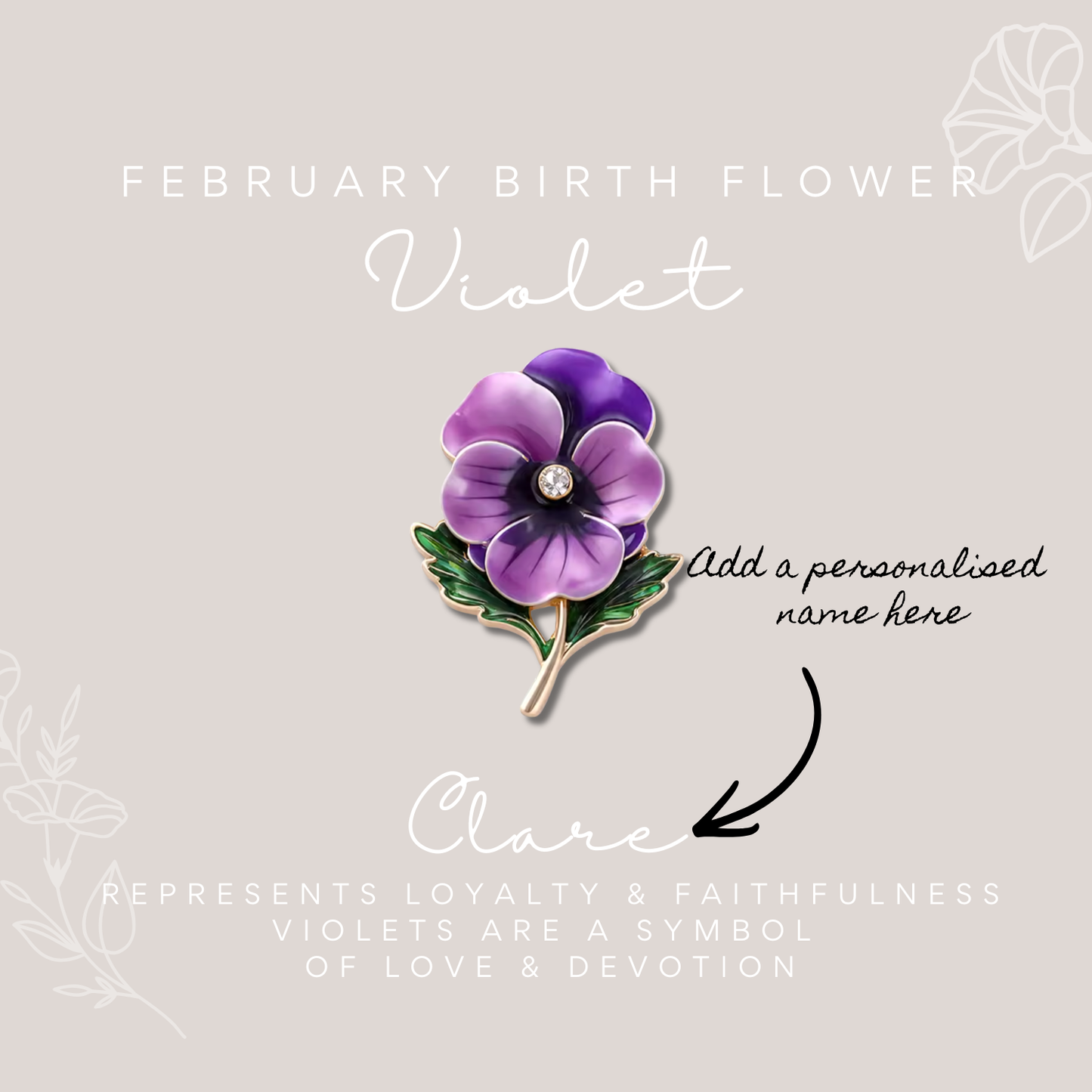 Birth Flower Enamelled Brooch Gift
