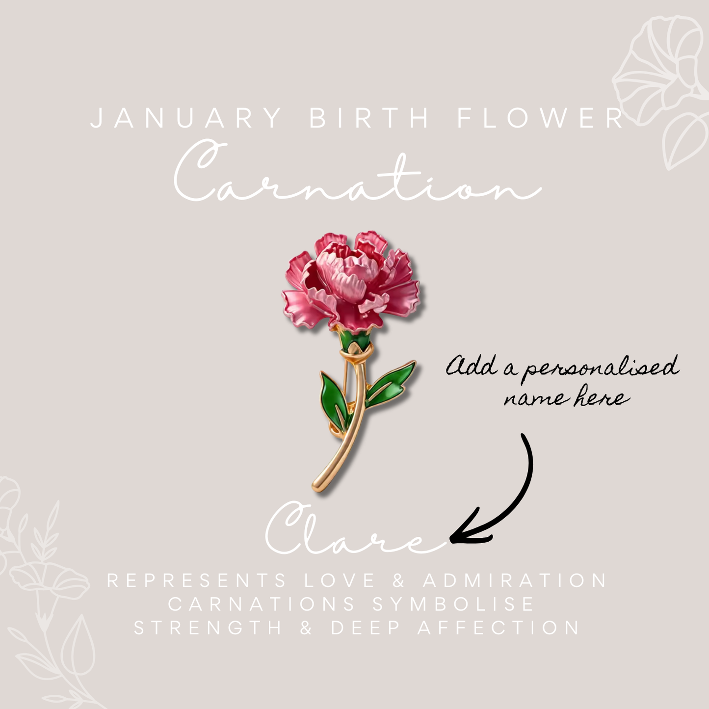 Birth Flower Enamelled Brooch Gift