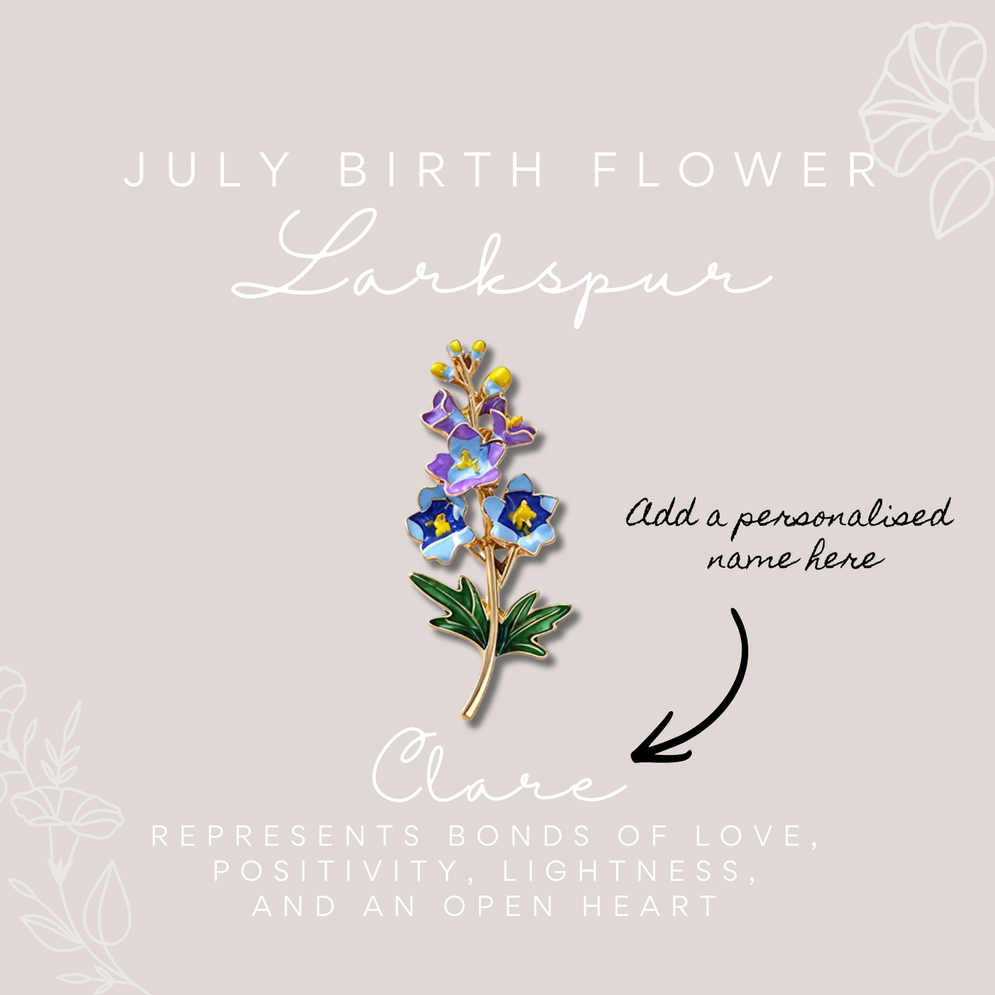 Birth Flower Enamelled Brooch Gift