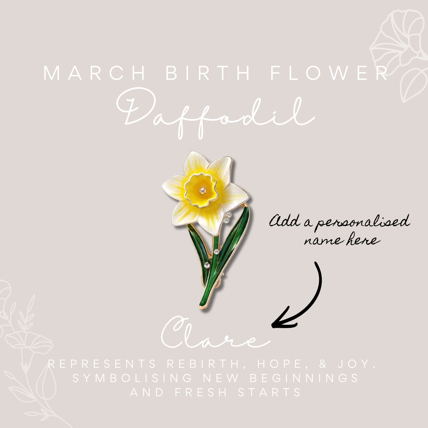 Birth Flower Enamelled Brooch Gift