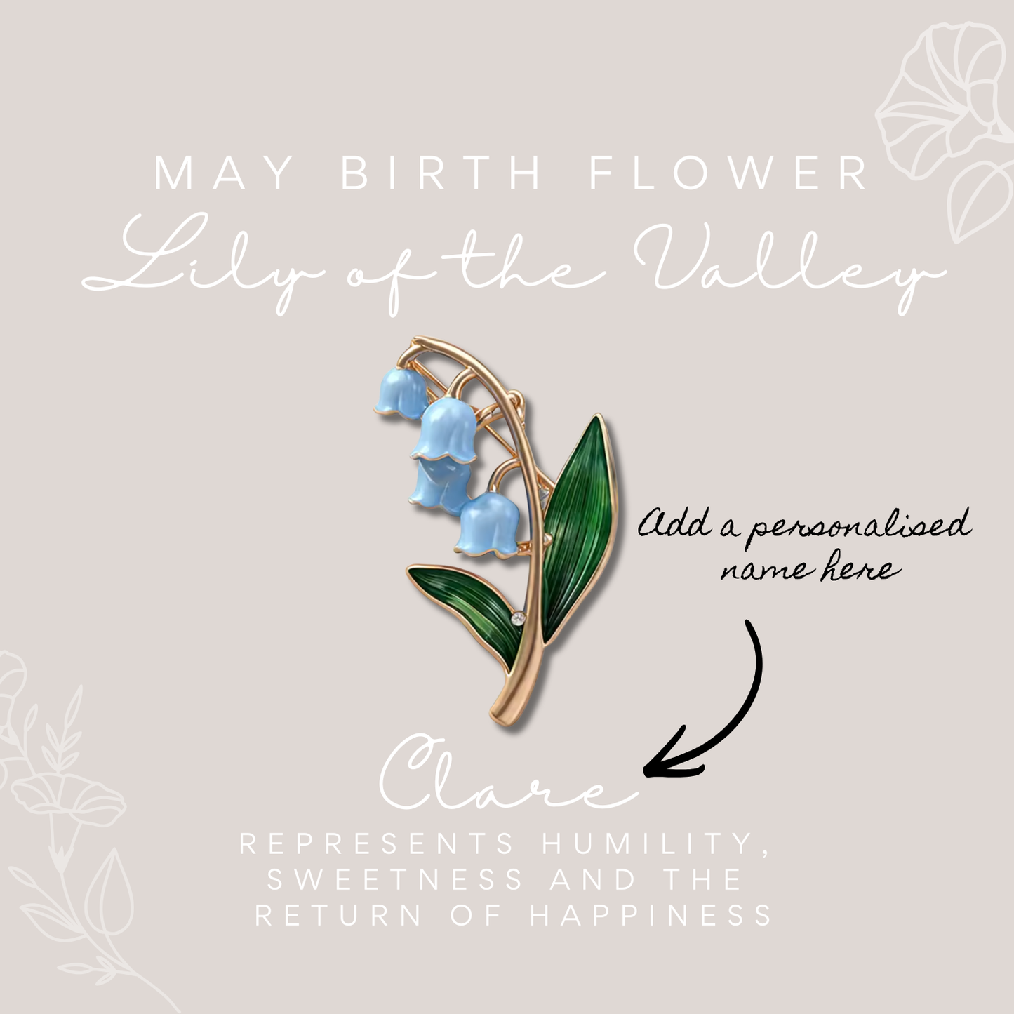 Birth Flower Enamelled Brooch Gift