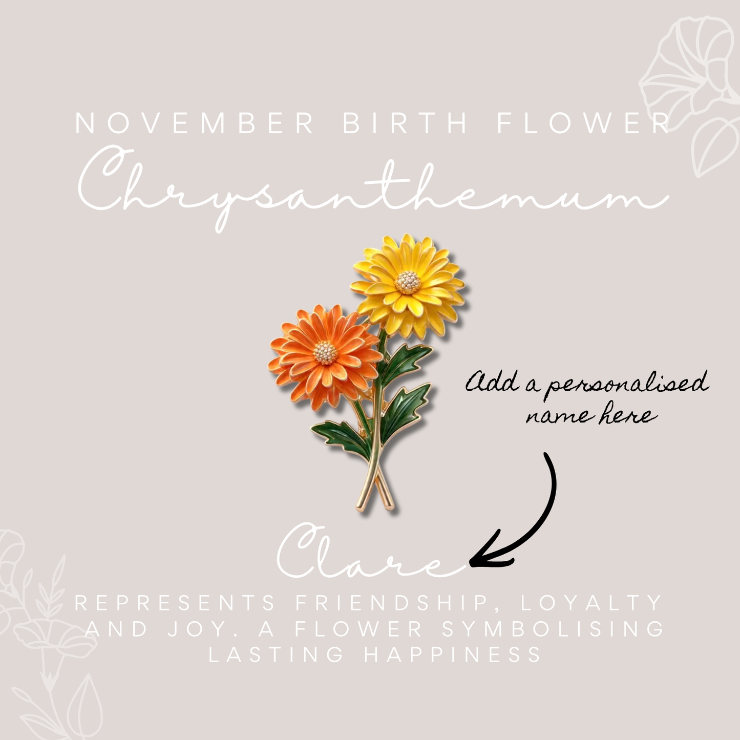 Birth Flower Enamelled Brooch Gift
