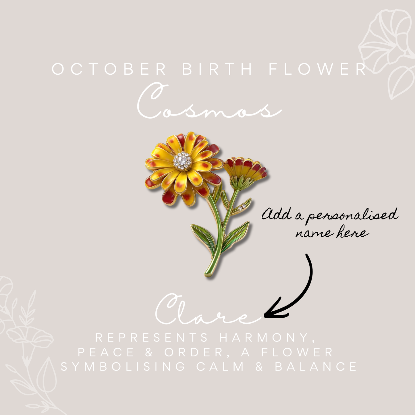 Birth Flower Enamelled Brooch Gift