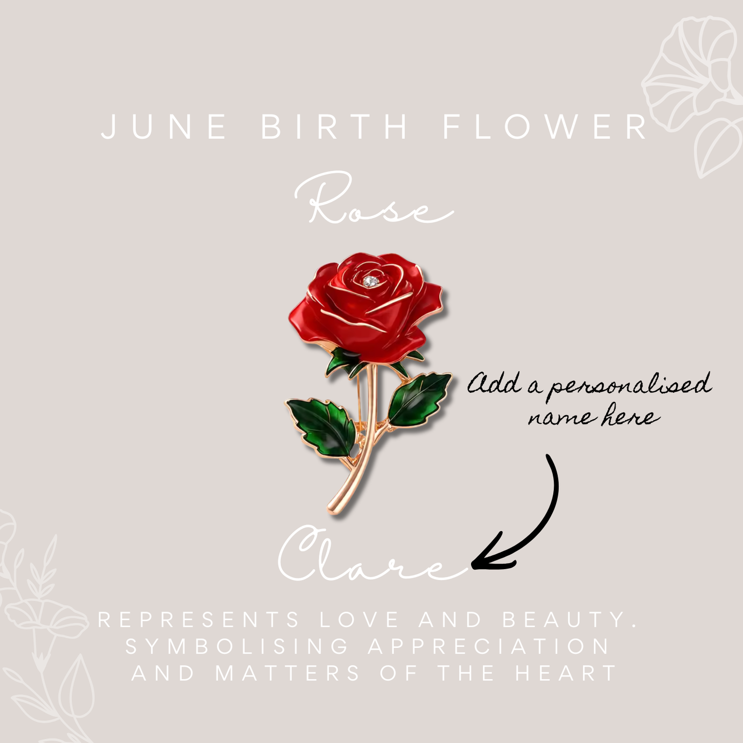 Birth Flower Enamelled Brooch Gift