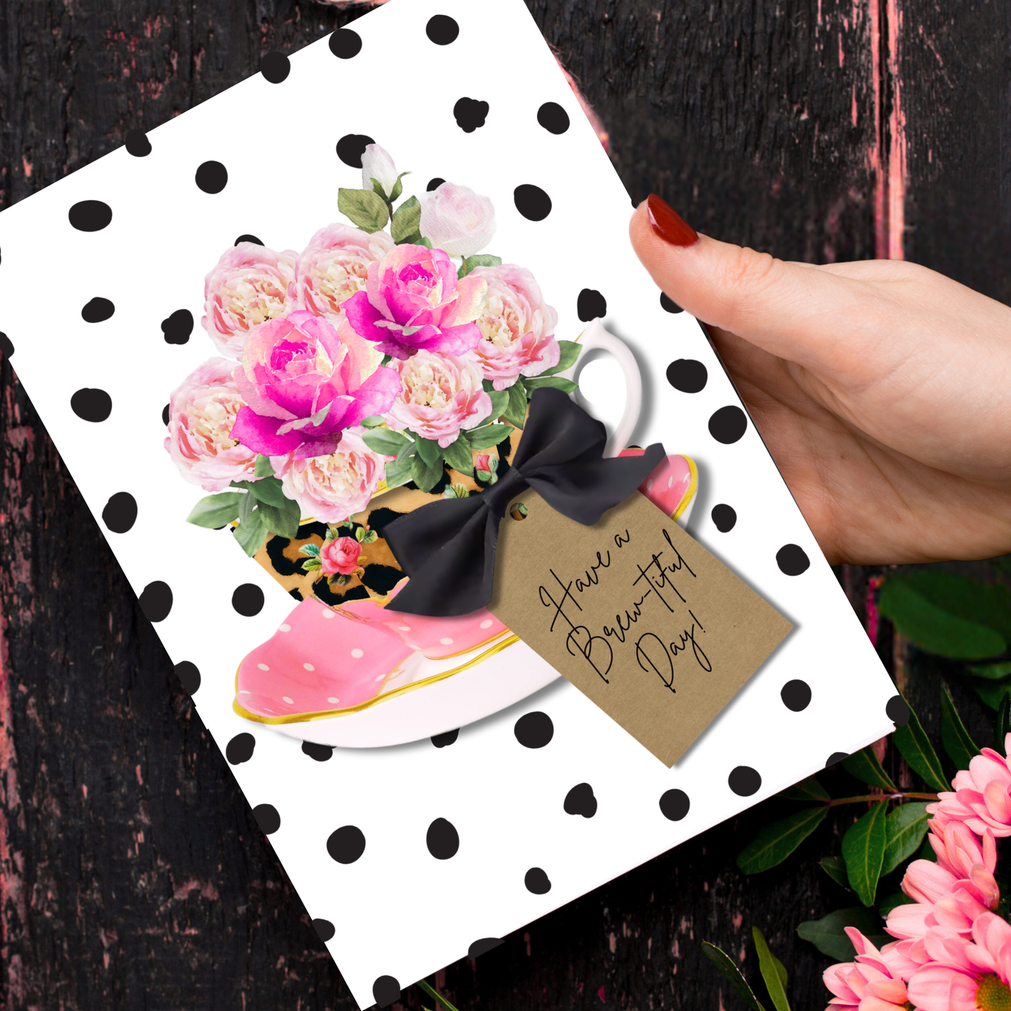 Teacup Brew-tiful Day Scented A5 Card with envelope