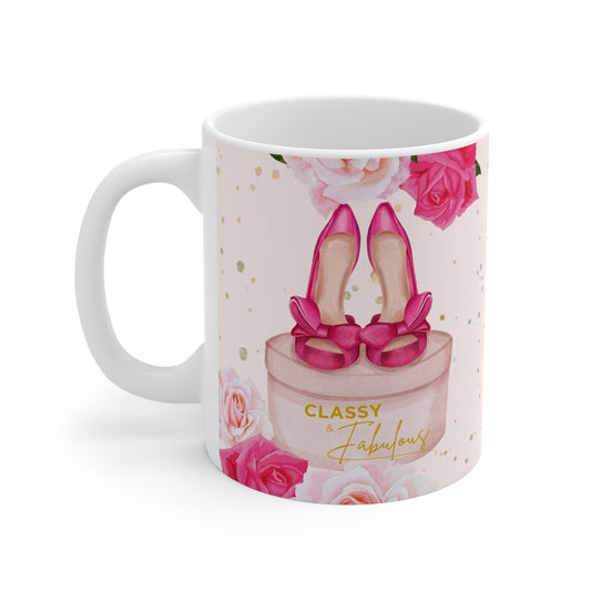 Pink Heels 'Classy + Fabulous' Mug Boxed