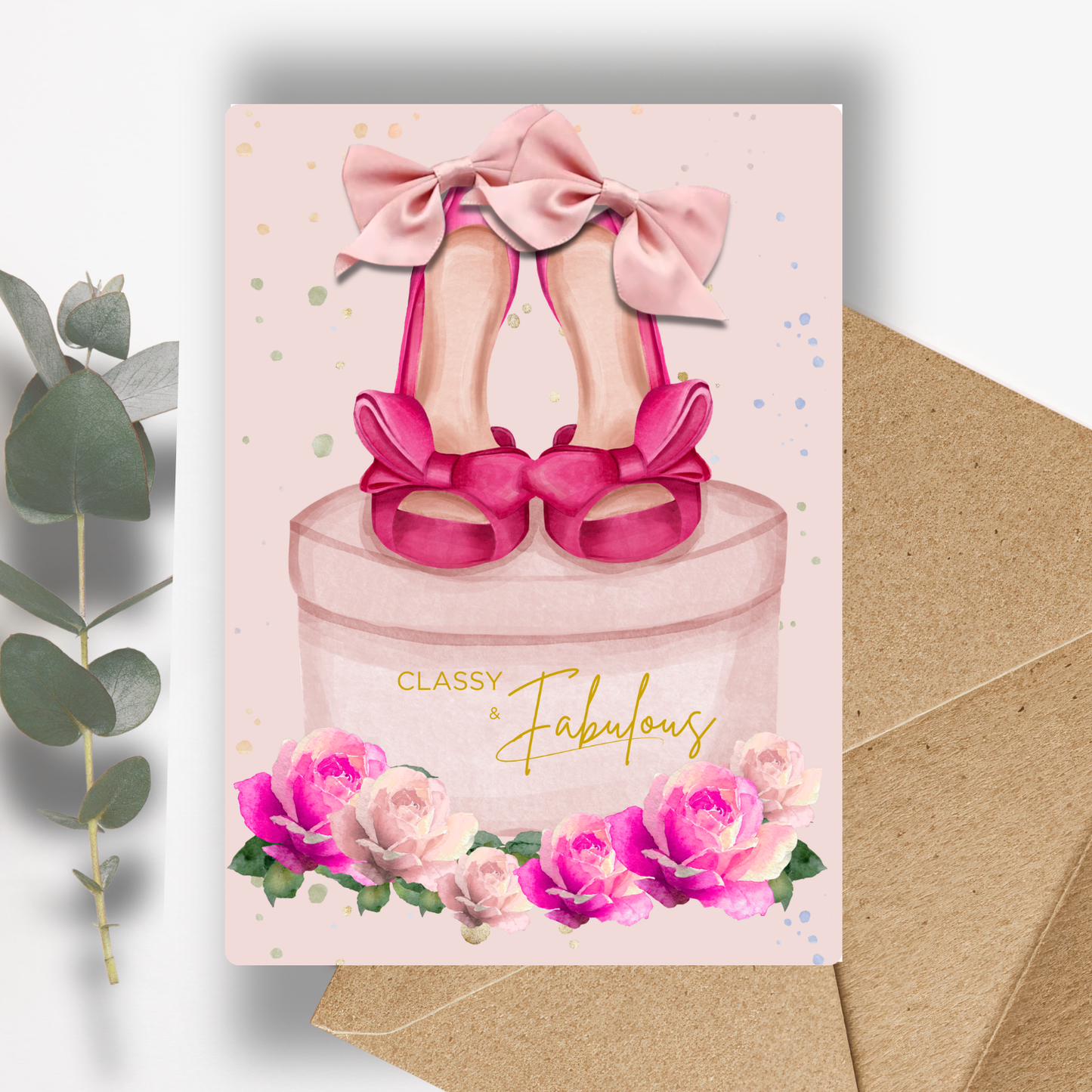 Pink Shoes Scented A5 Card with envelope