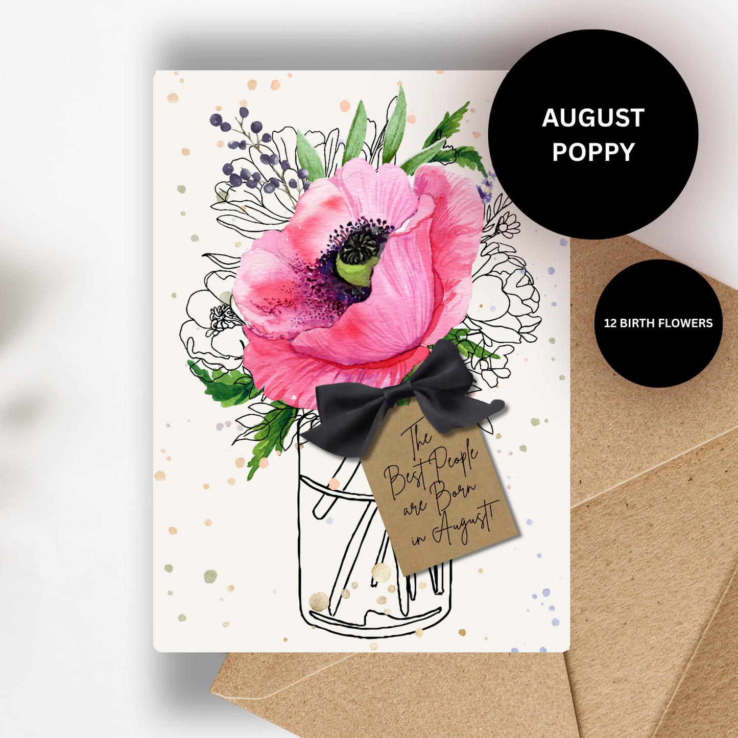 Poppy August Birth Flower Scented A5 Birthday Card