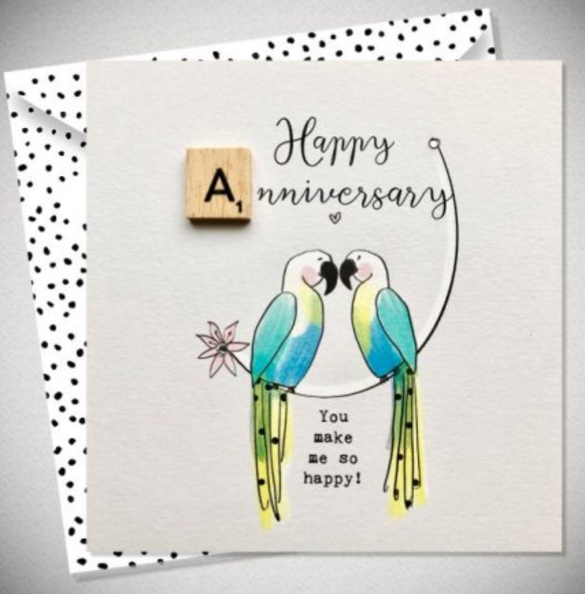 Lovebirds Anniversary Scrabble Card