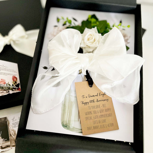 Diamond 60th Wedding Anniversary Card - Gift Boxed 3d scented floral arrangements that smell divine