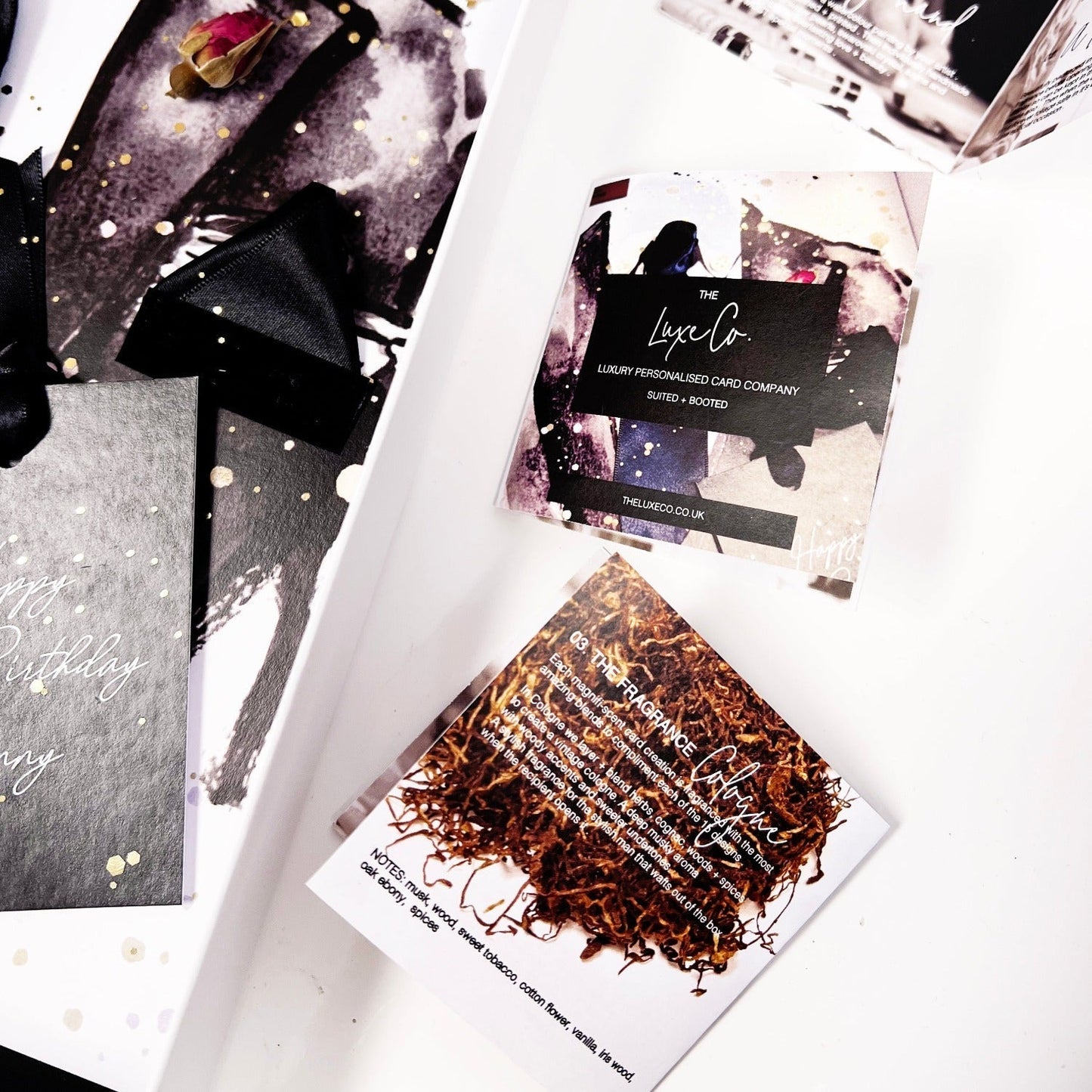Luxury cards for him scented with cologne