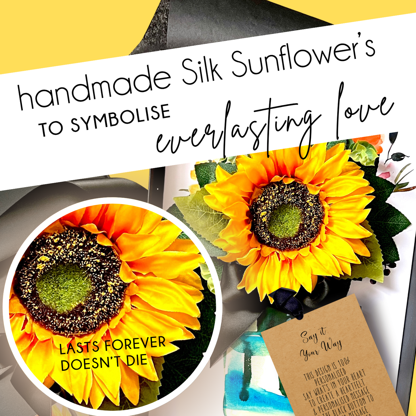 3rd ANNIVERSARY | SUNFLOWER - Scented Sunflower Card Gift Boxed for third anniversaries