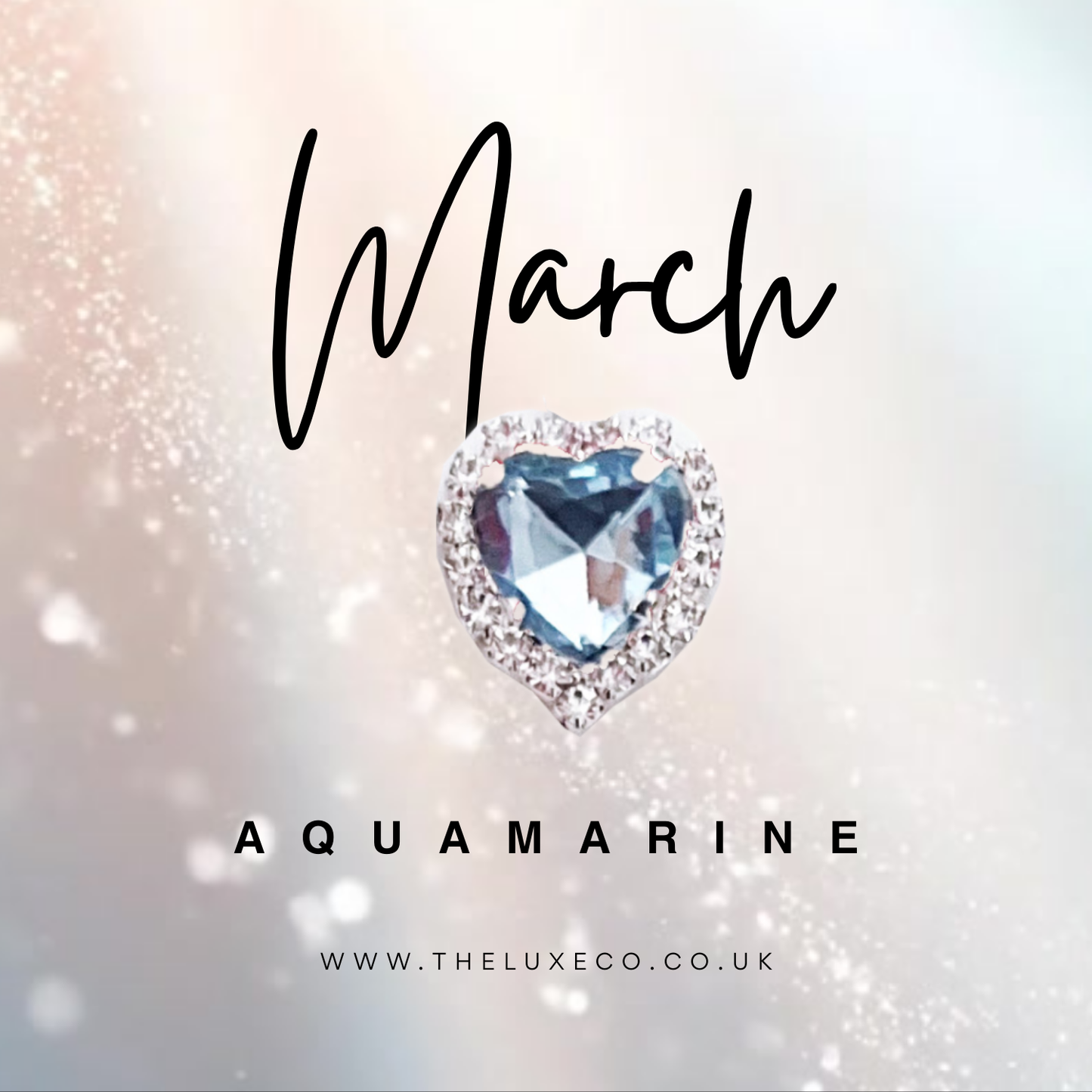 Aquamarine March Birthstones + Flowers Gift Boxed Birthday Gift Card