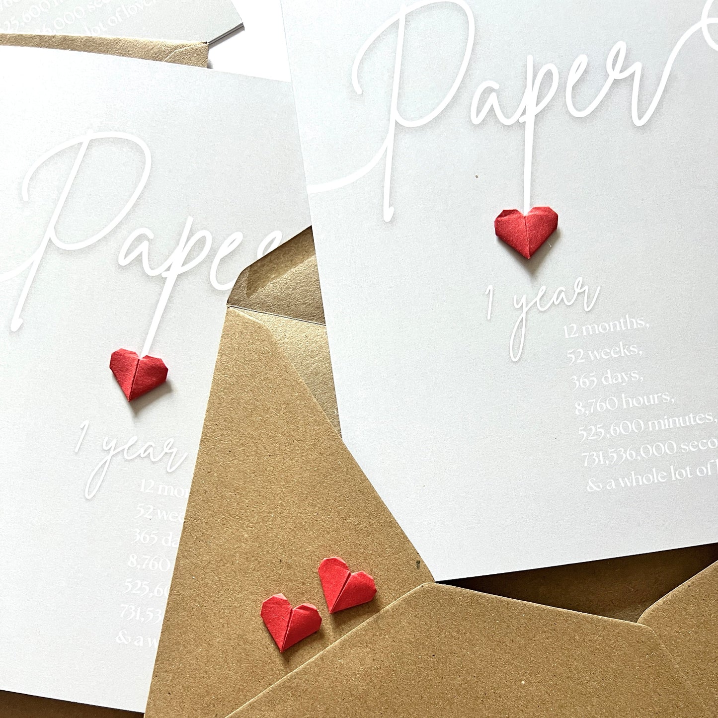 Handmade A5 Swirly Paper Origami Heart First Anniversary Card