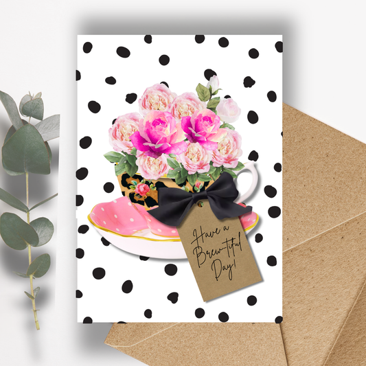 Teacup Brew-tiful Day Scented A5 Card with envelope
