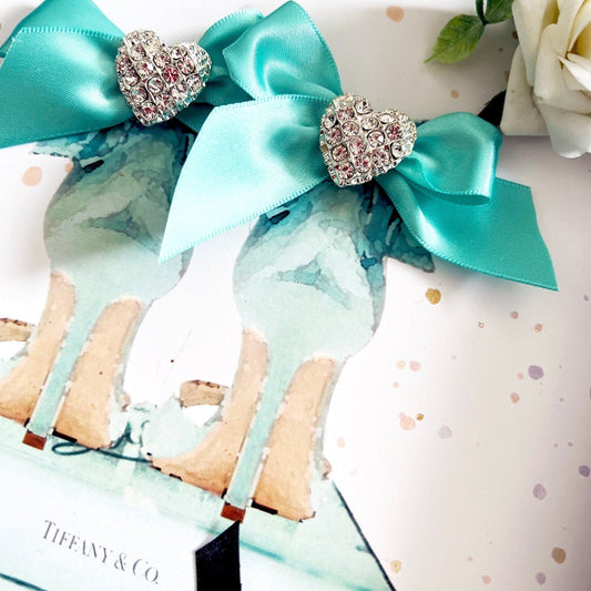 Luxury Stylish engagement gift boxed card handmade with tiffany blue ribbon and Tiffany & Co print perfect for special engagement