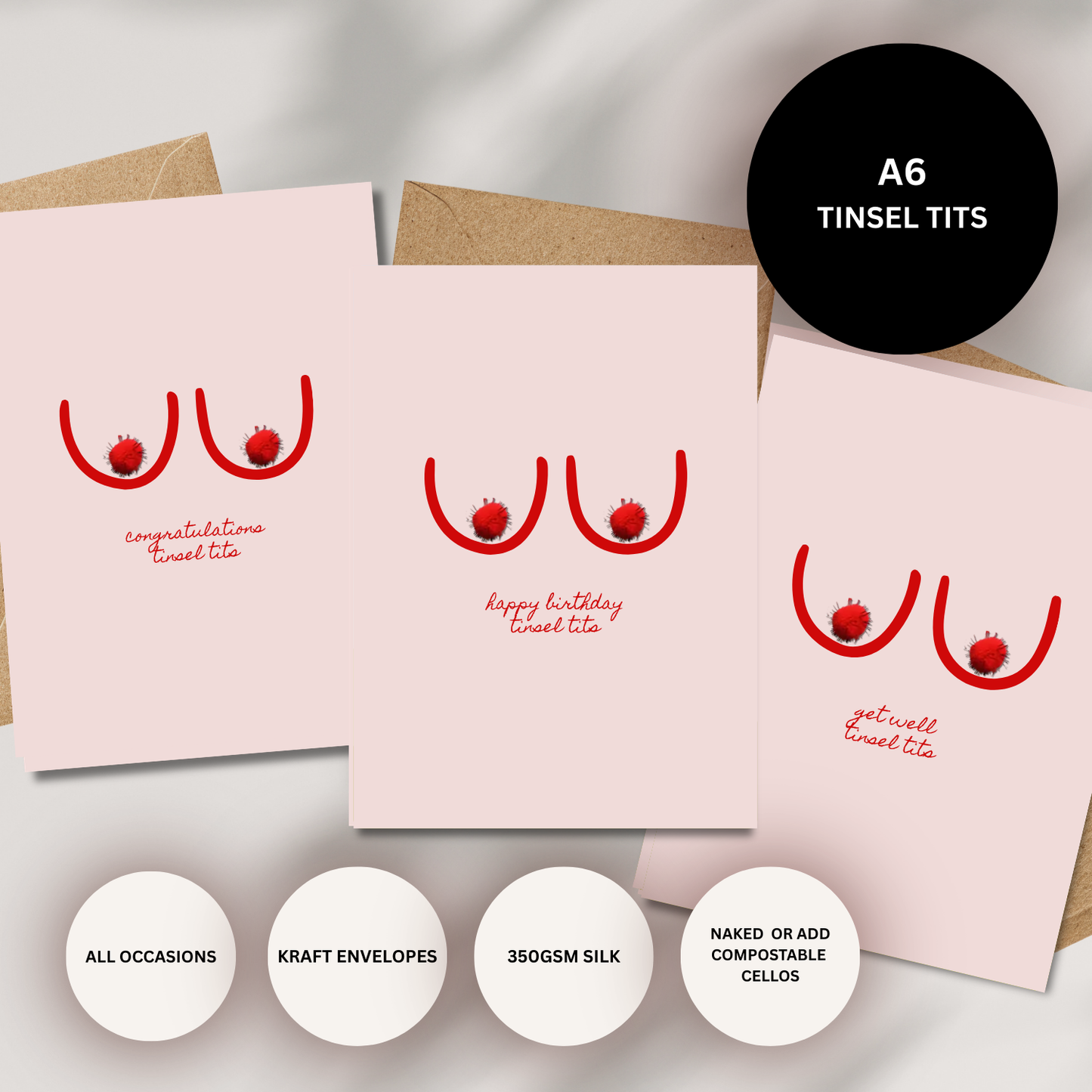 Happy Birthday Tinsel Tits Card