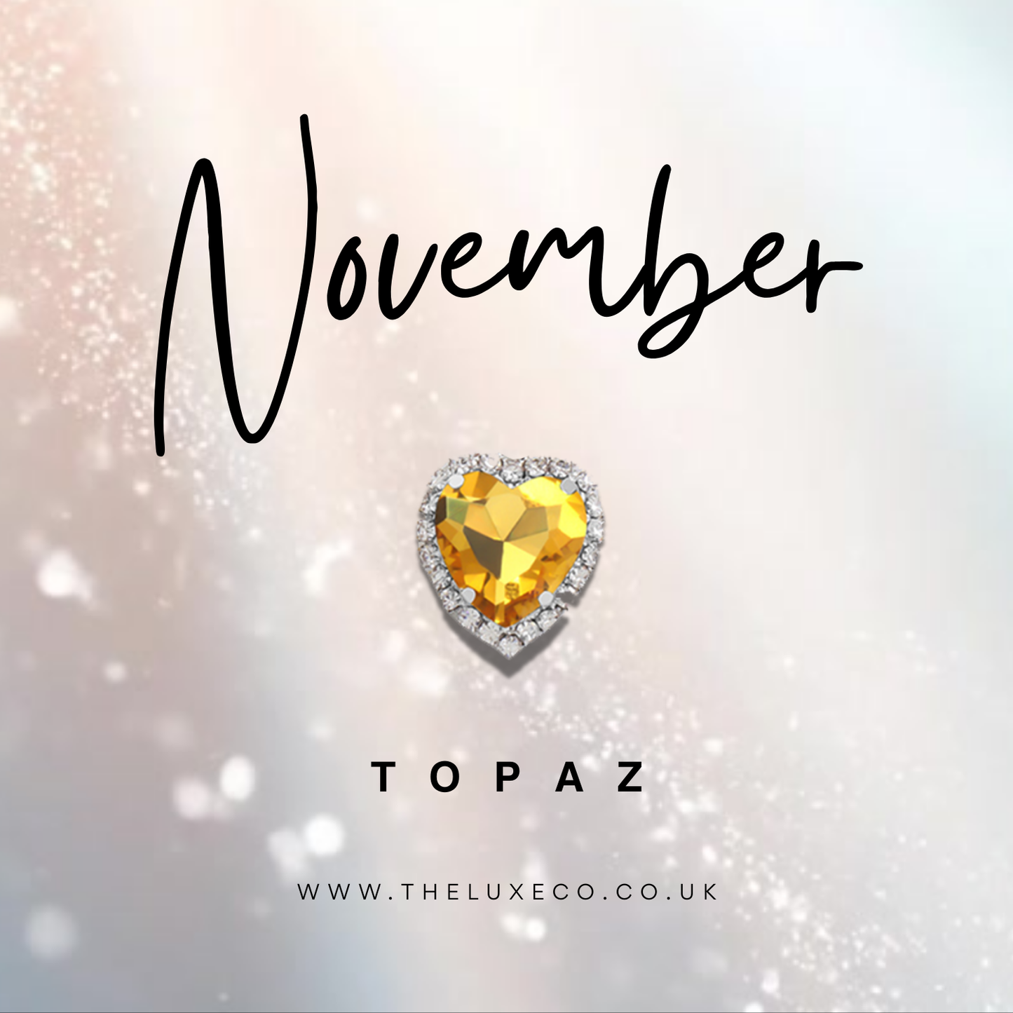Citrine Topaz November Birthstones + Flowers Gift Boxed Birthday Gift Card