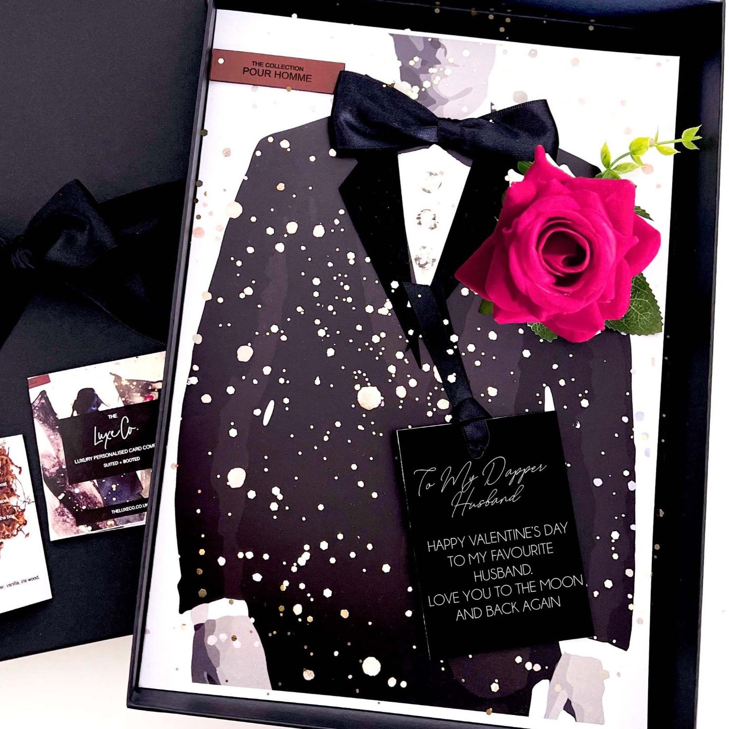 Hot Pink rose tux jacket luxury card design