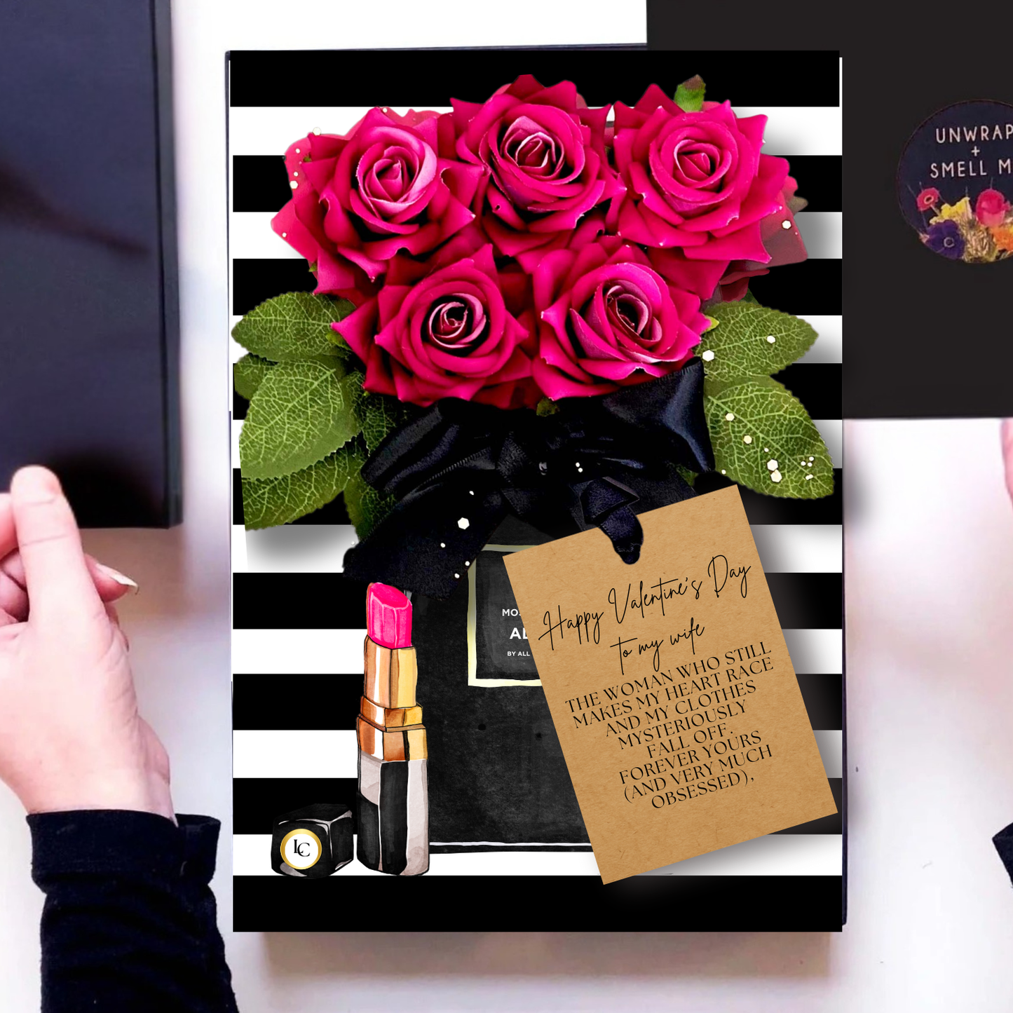 Hot Pink Roses Panache Wife birthday card uk