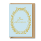 vintage birthday card pastel blue gold french bon anniversaire elegant design