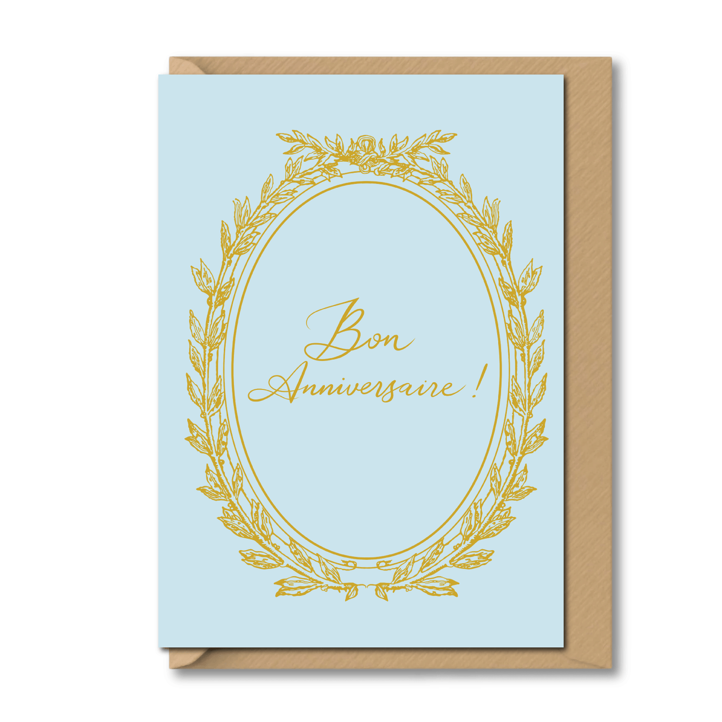 vintage birthday card pastel blue gold french bon anniversaire elegant design