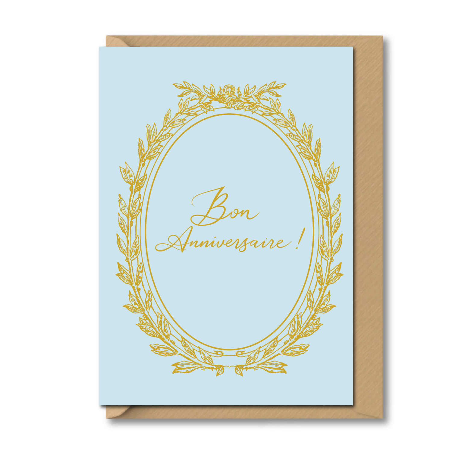 vintage birthday card pastel blue gold french bon anniversaire elegant design