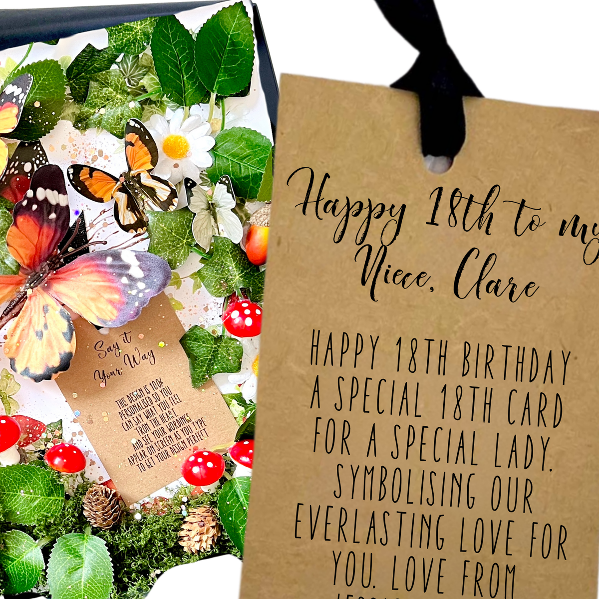 Magical 18th Luxury Woodland Birthday Card Personalised for Niece, Daughter, Granddaughter special day