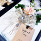 Luxurious Handmade Boxed Engagement Card 'Art Deco Lace & Rose' with luxury lace and super sparkly large crystal brooch