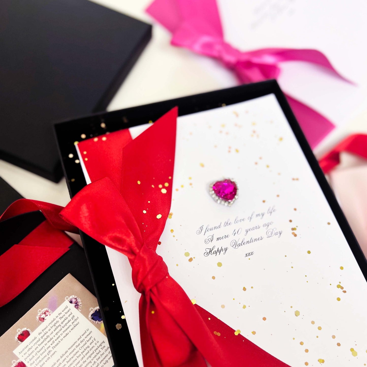 Luxury Swarovski Crystal Heart Boxed Valentines Card for my husband| The Luxe Co