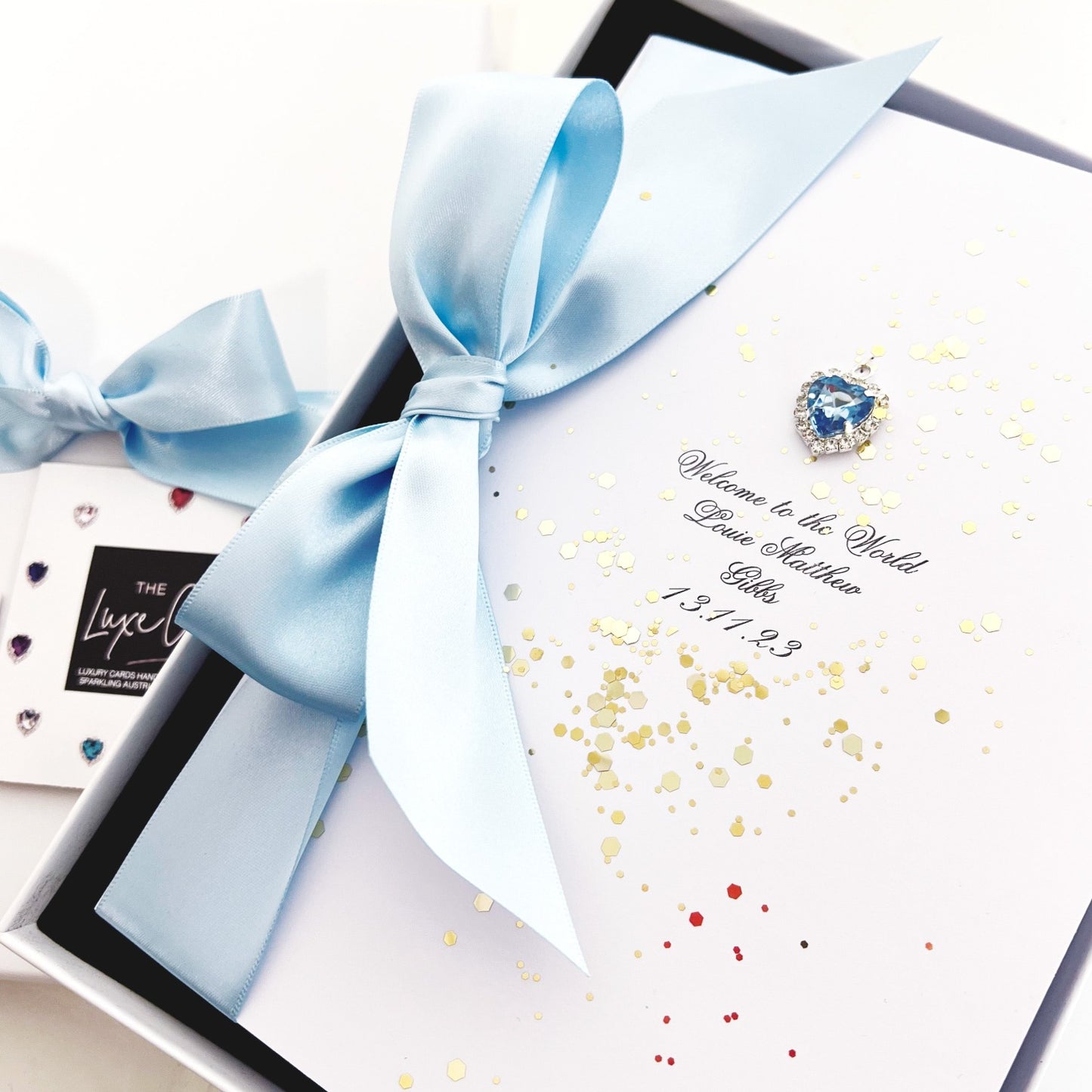 Bedazzled Luxury New Baby Card for baby boy