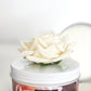 Ivory rose scented soy wax candle detail by Luxe Gifts UK