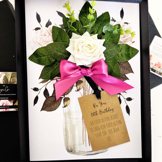 Personalised luxury scented handmade ivory velvet rose boxed cards for sweet 16 birthday