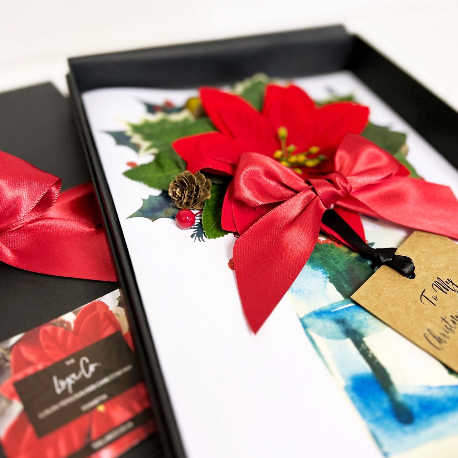 Luxury Personalised Poinsettia Christmas cards