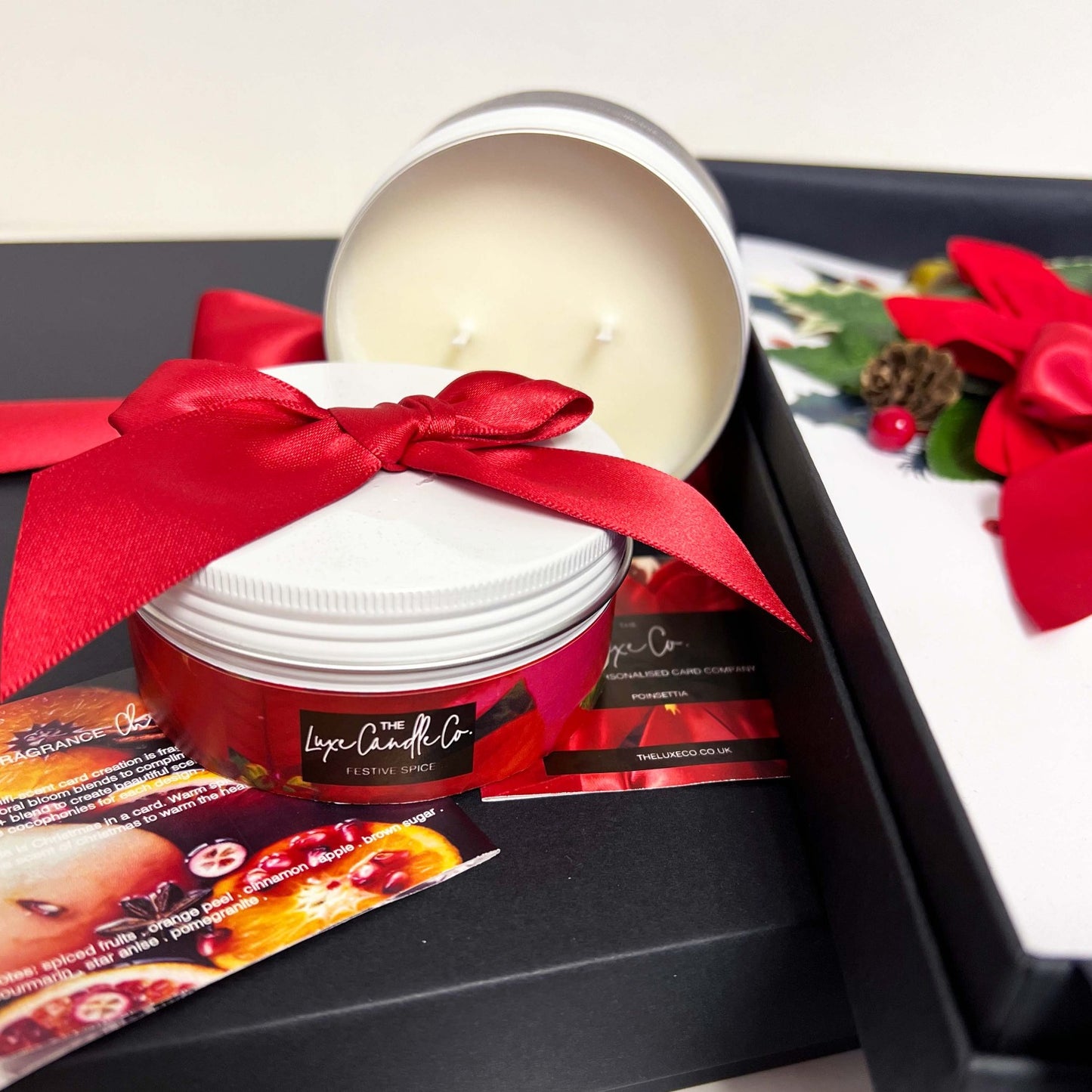 Luxury Poinsettia Christmas candles to match the poinsettia cards