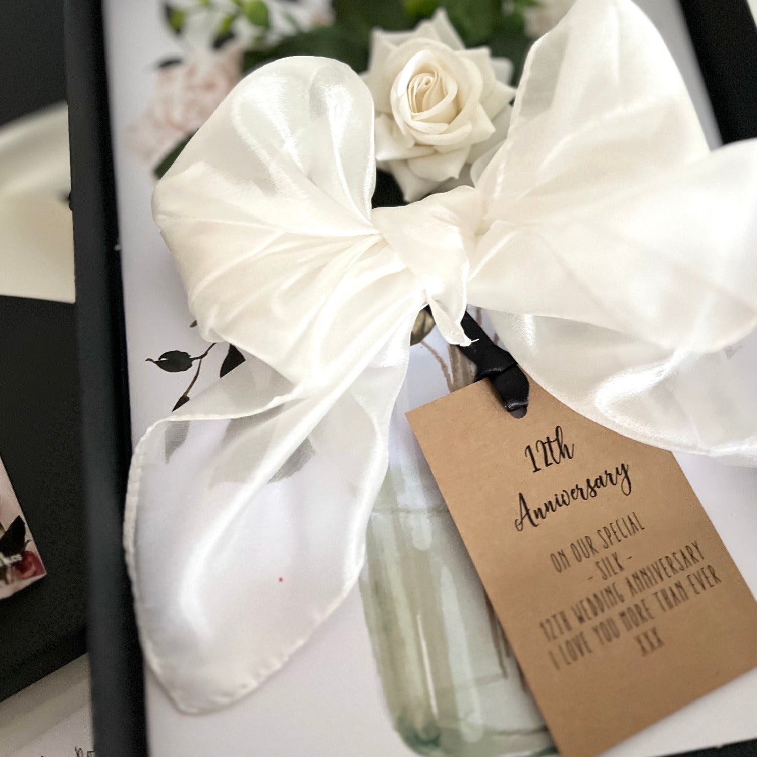 Luxury silk handmade greetings card for anniversary wedding engagement