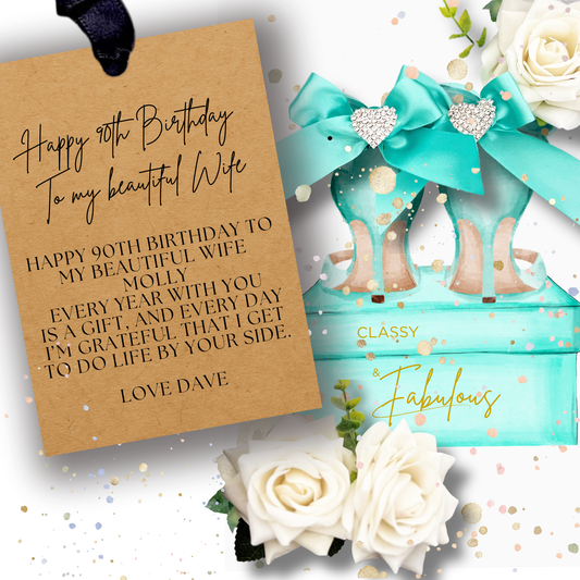 Scented Blue High Heels 90th Card for Wife Birthday