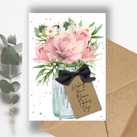 Rose Scented Blush Rose Birthday Card with envelope