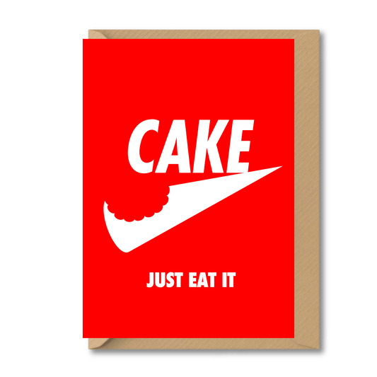 cake birthday card just eat it red pop culture cake card uk