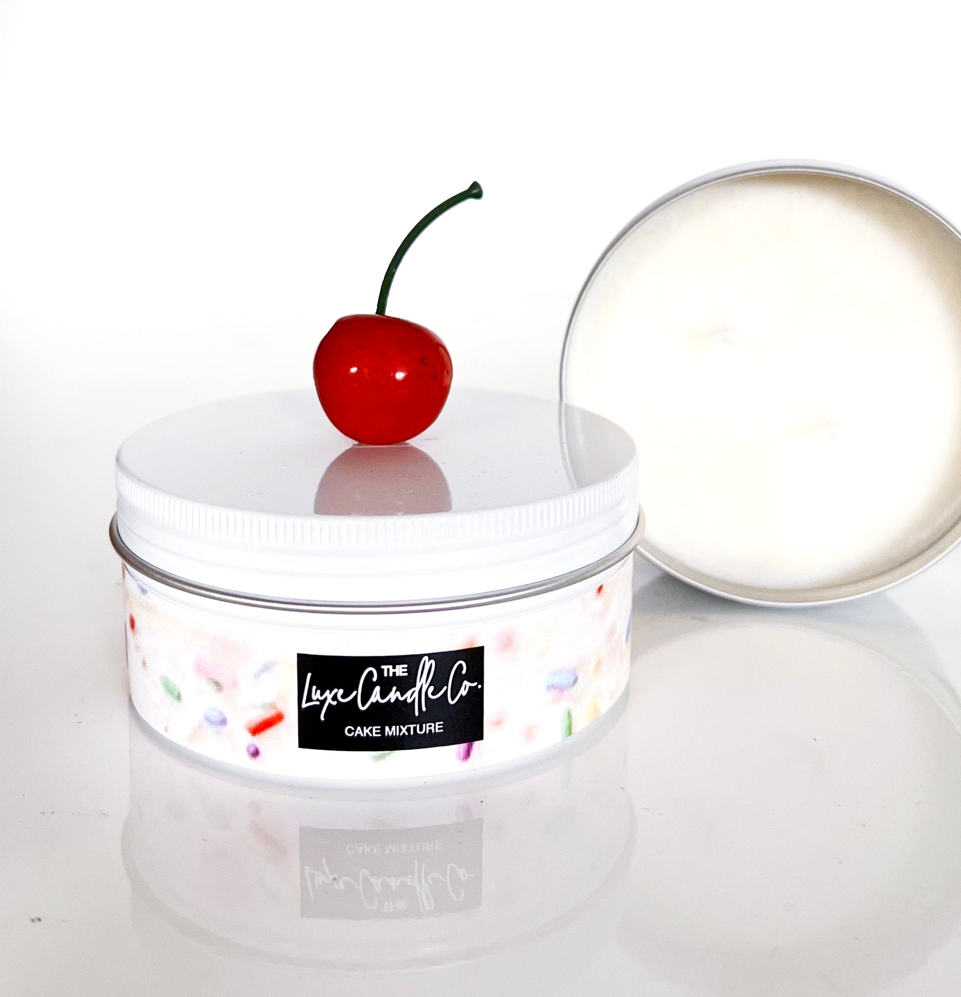 Cherry on the top birthday candle in tin in cake mixture fragrance scented