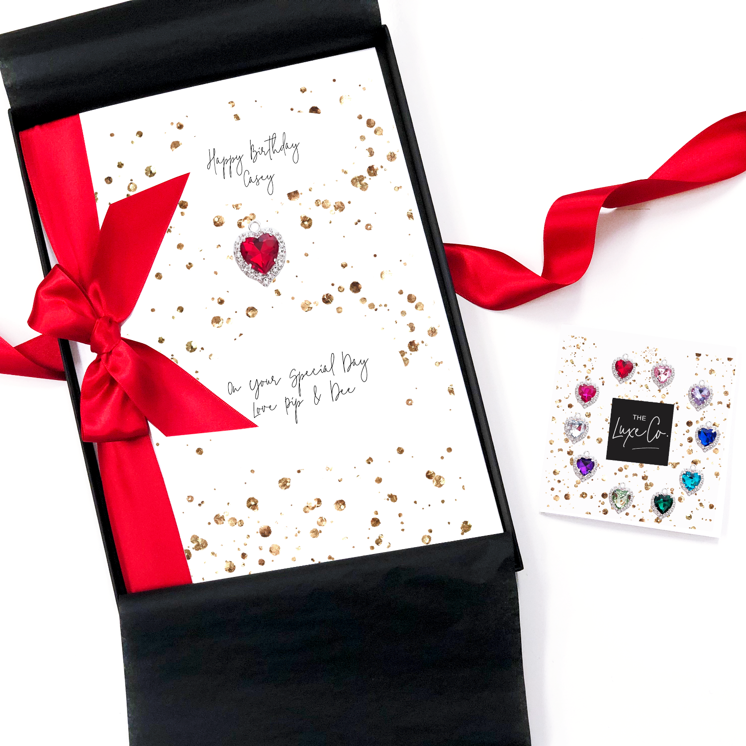 Ruby birthstone card giftboxed