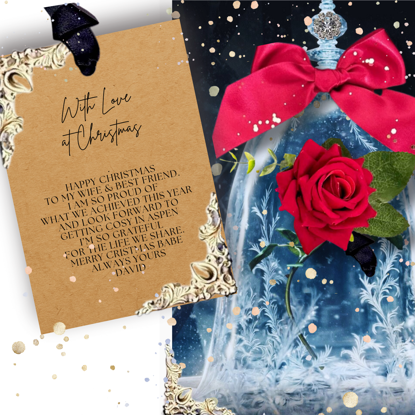 Fairytale Scented Christmas Romantic Red Rose Card