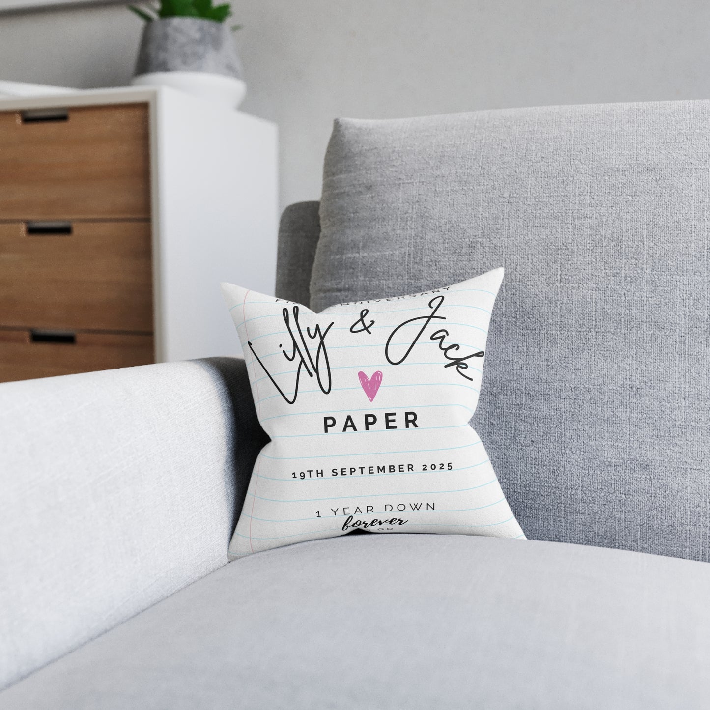 Faux Suede Personalised 1st Anniversary Cushion