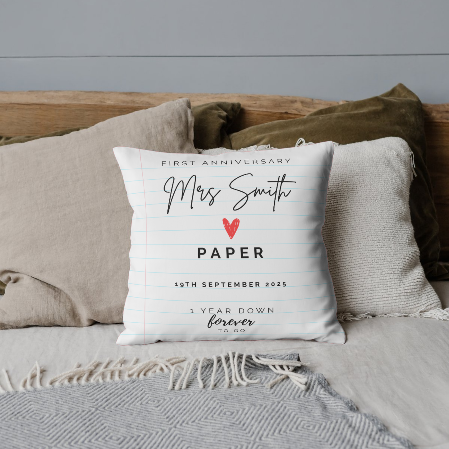 Faux Suede Personalised 1st Anniversary Cushion