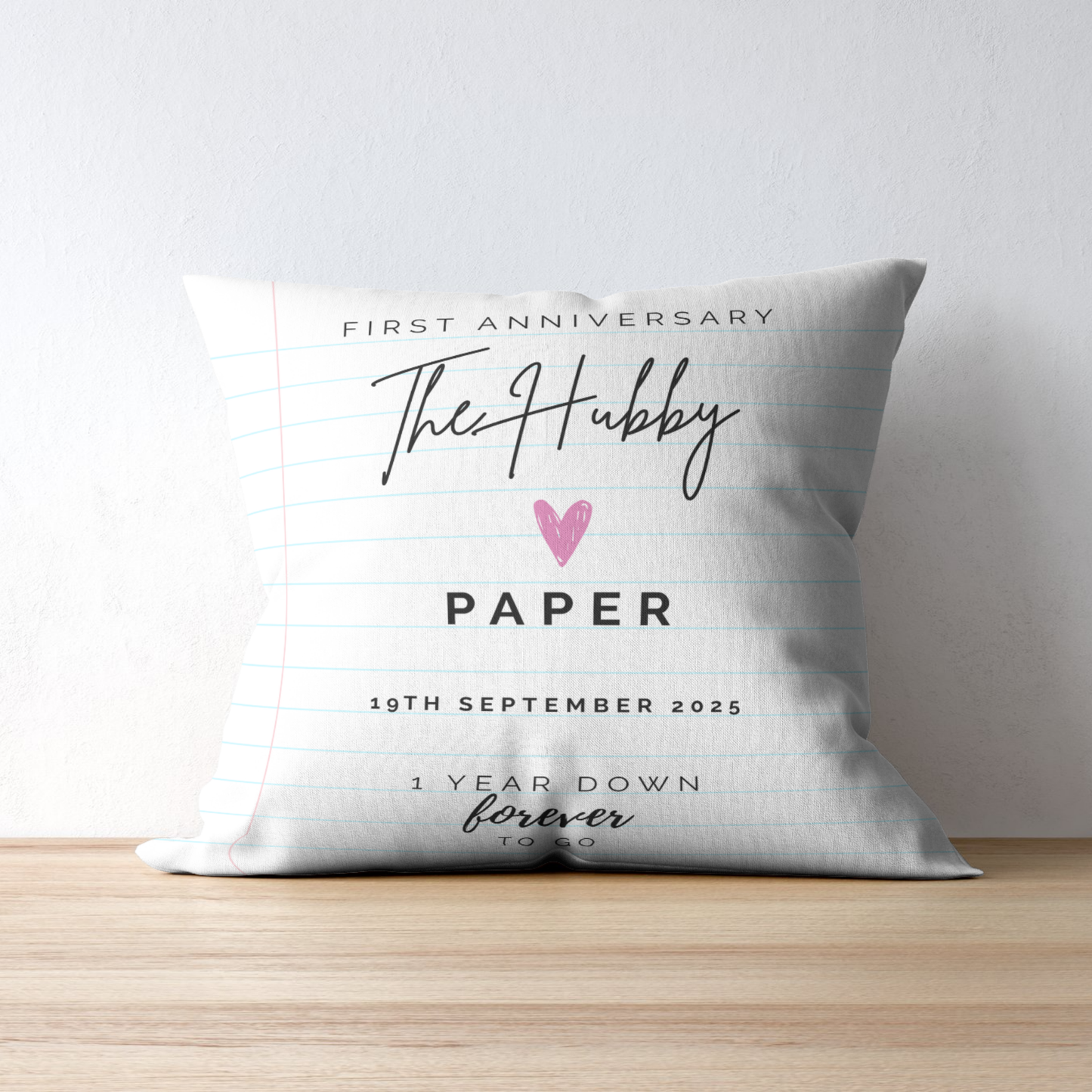 Faux Suede Personalised 1st Anniversary Cushion